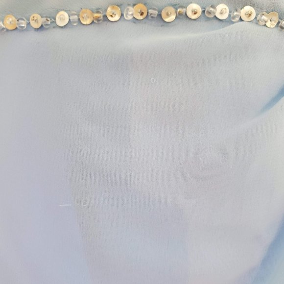 Alfred Angelo Chiffon Light Blue Bridesmaid or Grad Dress with Sequin Belt Sz 8 - Picture 8 of 9